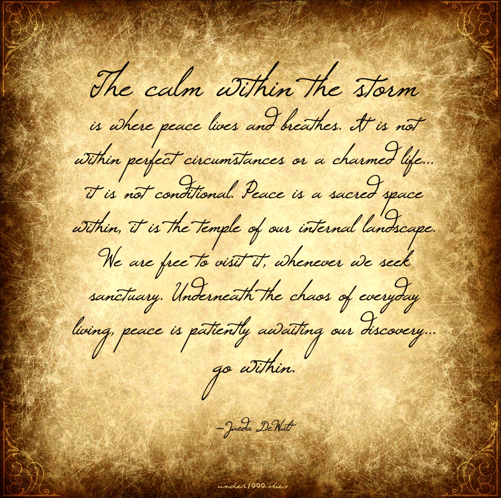 Jaeda DeWalt Calm Storm Peace Sacred Space Sanctuary Go within