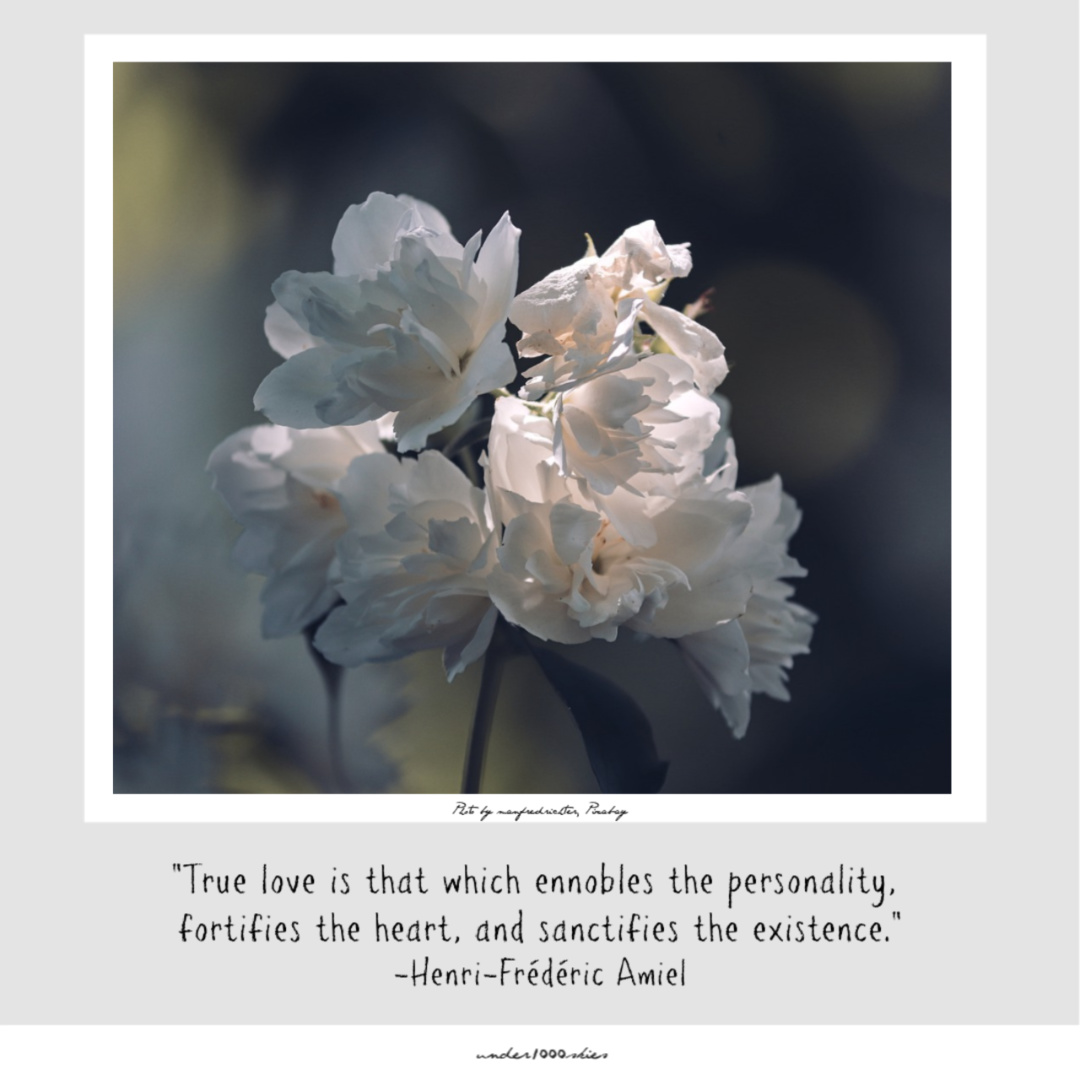 5.95 “True love is that which ennobles the personality, fortifies the heart, and sanctifies the existence.” Henri-Frédéric Amiel